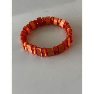 Stretch Bracelet Women‎ Orange Cats Eye Beaded Boho Geometric
